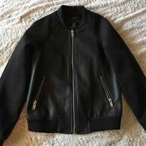 Forever21 Faux Leather Panel Bomber Jacket